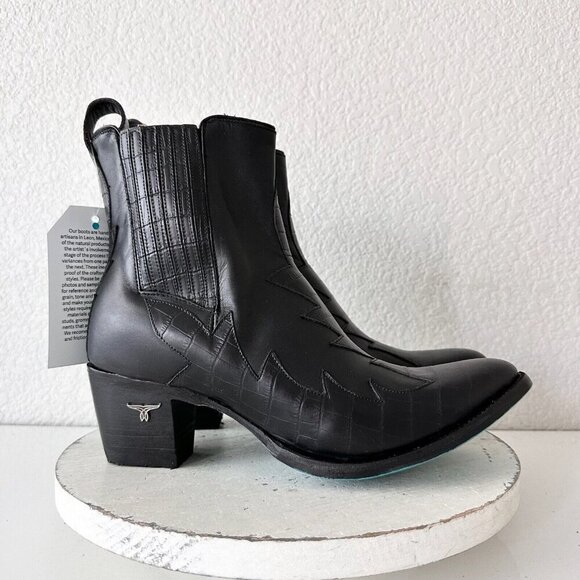 NEW Lane CHELSEA Womens Cowboy Bootie 11 Cowgirl Western Black Short Ankle Boots - Picture 2 of 12